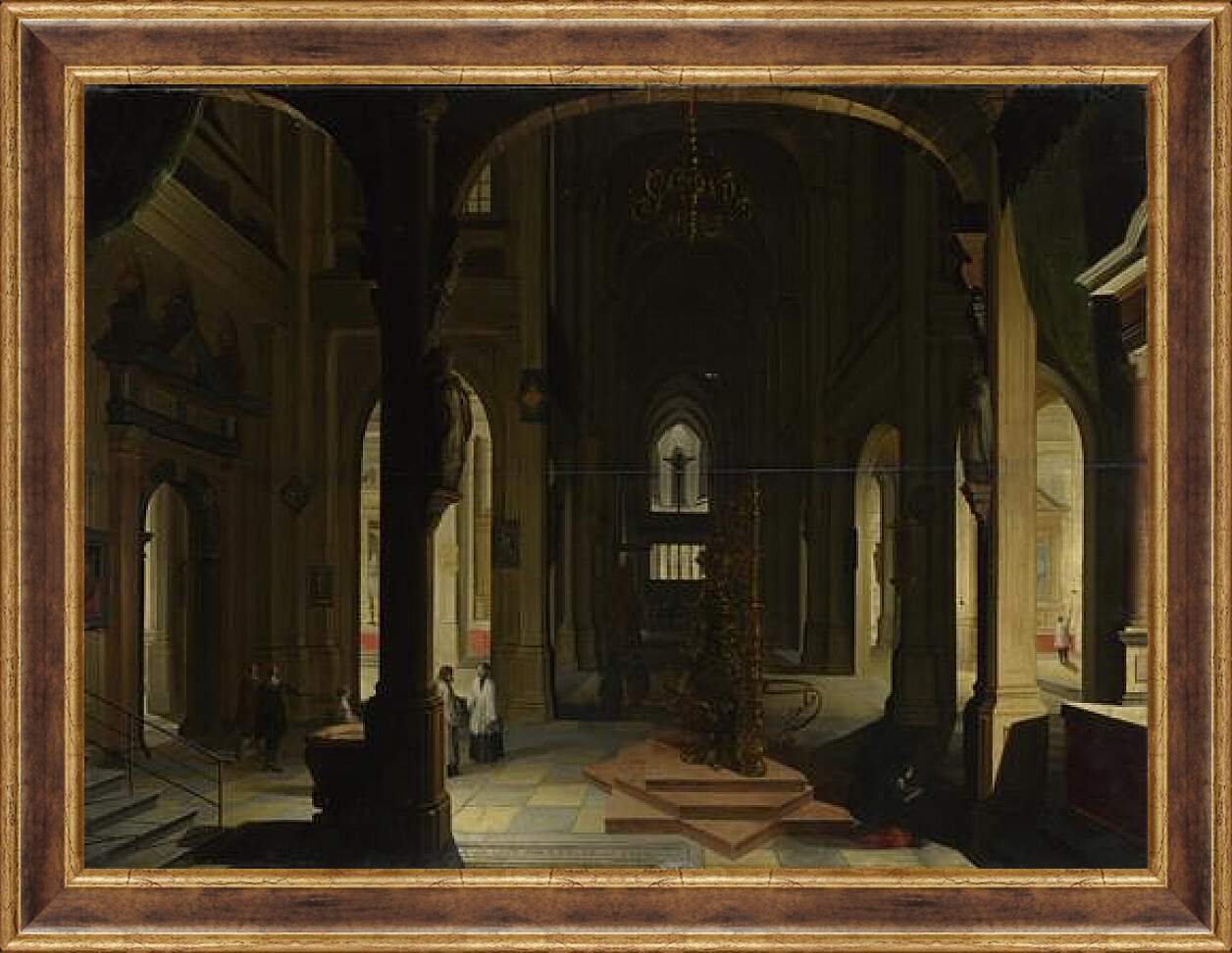 Картина в раме - Interior of a Church at Night. Стенвейк Хармен Ван