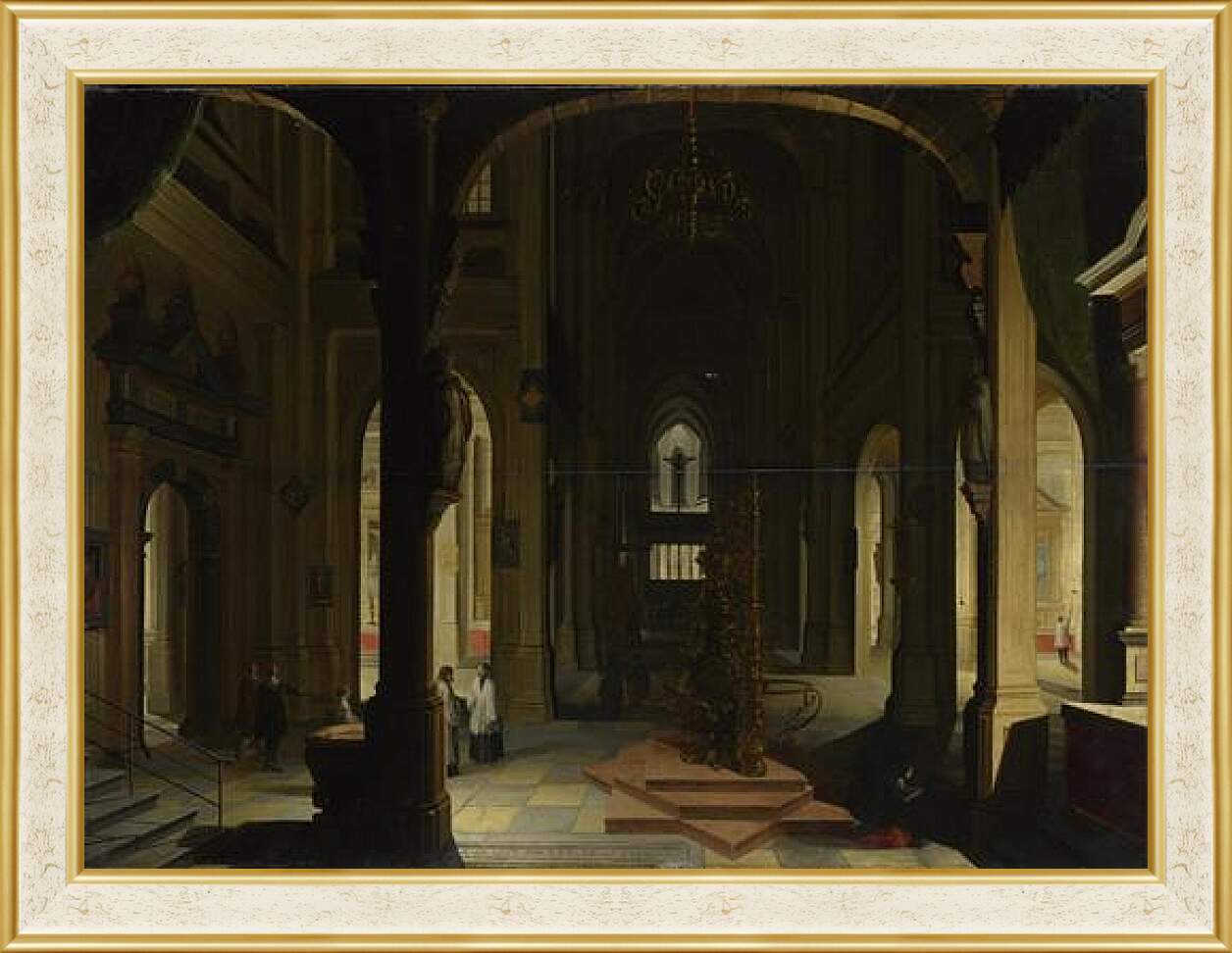 Картина в раме - Interior of a Church at Night. Стенвейк Хармен Ван