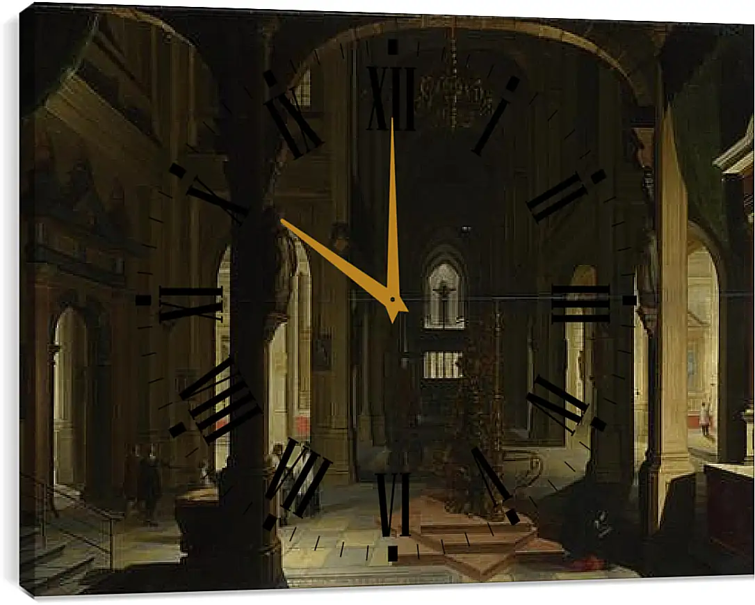 Часы картина - Interior of a Church at Night. Стенвейк Хармен Ван