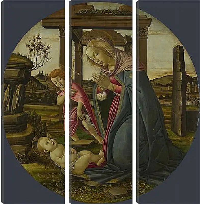 Модульная картина - The Virgin and Child with Saint John the Baptist. Сандро Боттичелли