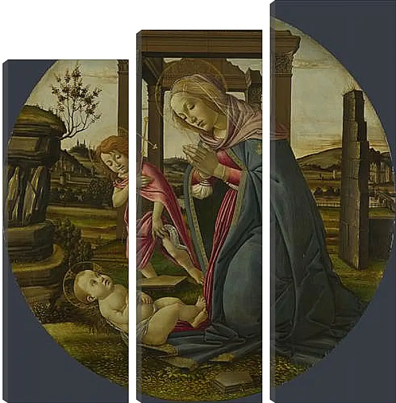 Модульная картина - The Virgin and Child with Saint John the Baptist. Сандро Боттичелли