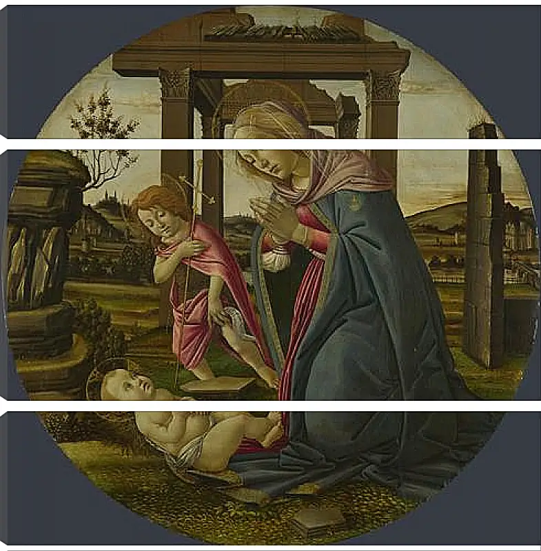 Модульная картина - The Virgin and Child with Saint John the Baptist. Сандро Боттичелли