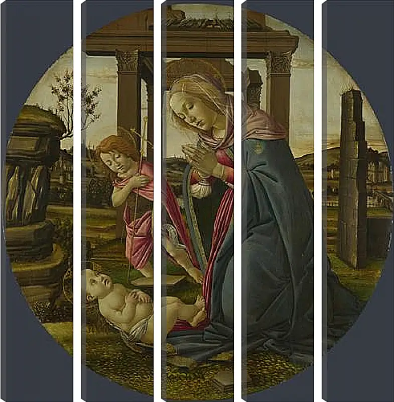 Модульная картина - The Virgin and Child with Saint John the Baptist. Сандро Боттичелли