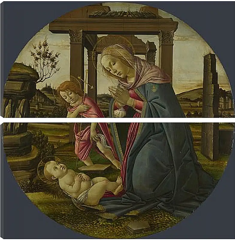 Модульная картина - The Virgin and Child with Saint John the Baptist. Сандро Боттичелли