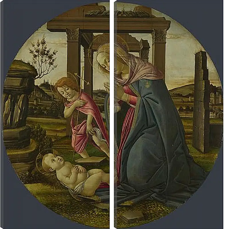 Модульная картина - The Virgin and Child with Saint John the Baptist. Сандро Боттичелли