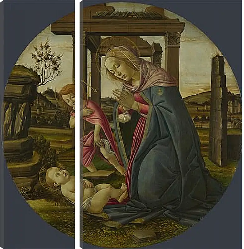 Модульная картина - The Virgin and Child with Saint John the Baptist. Сандро Боттичелли