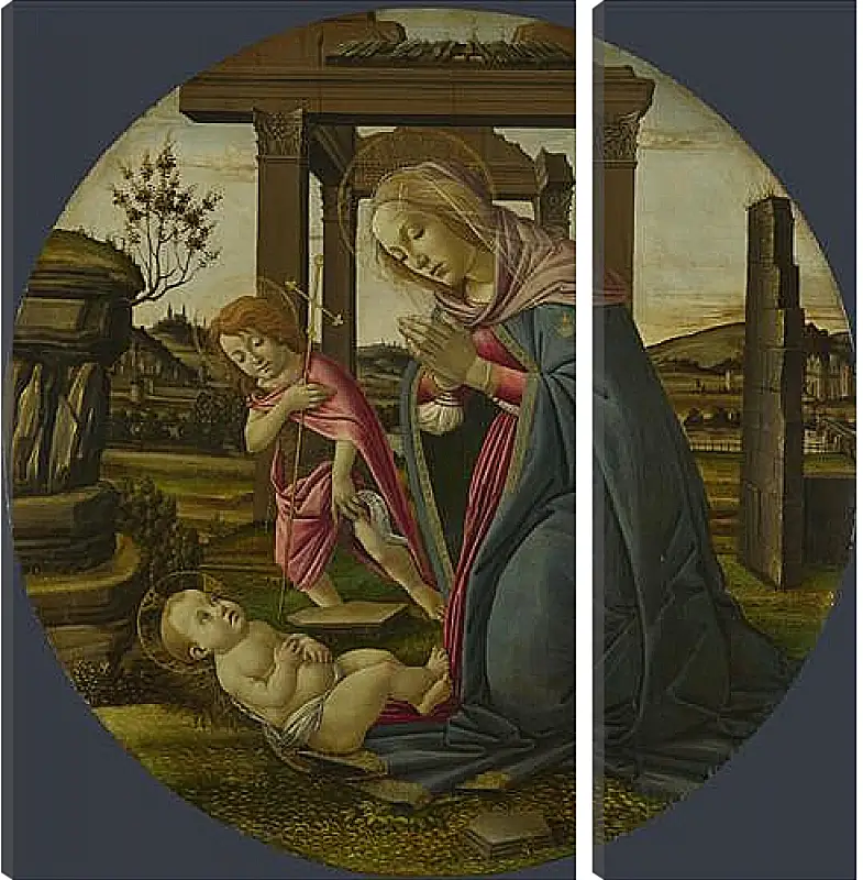 Модульная картина - The Virgin and Child with Saint John the Baptist. Сандро Боттичелли