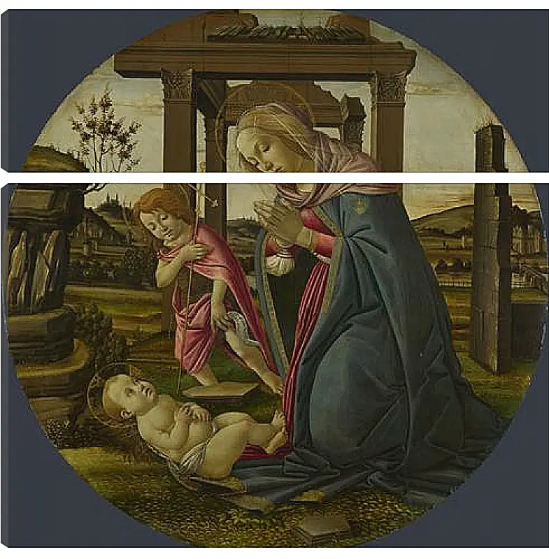 Модульная картина - The Virgin and Child with Saint John the Baptist. Сандро Боттичелли