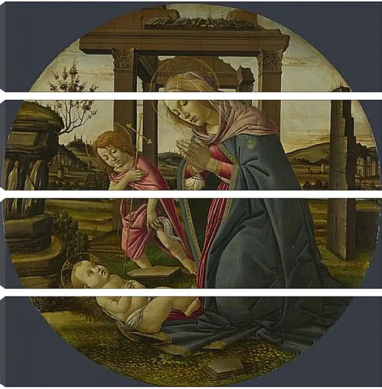 Модульная картина - The Virgin and Child with Saint John the Baptist. Сандро Боттичелли