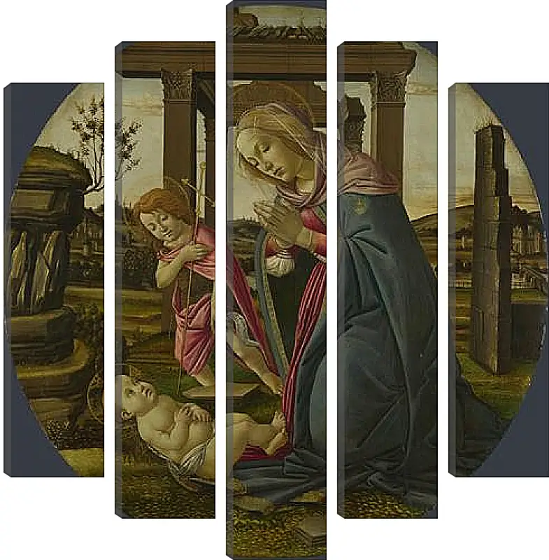 Модульная картина - The Virgin and Child with Saint John the Baptist. Сандро Боттичелли