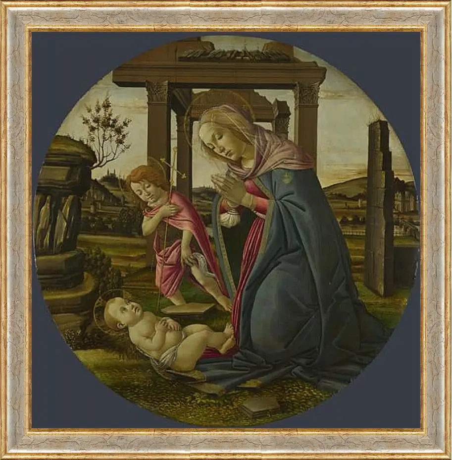 Картина в раме - The Virgin and Child with Saint John the Baptist. Сандро Боттичелли