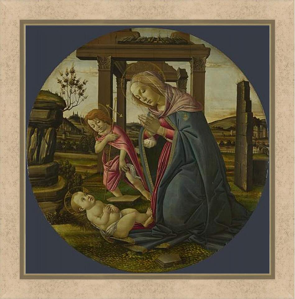 Картина в раме - The Virgin and Child with Saint John the Baptist. Сандро Боттичелли