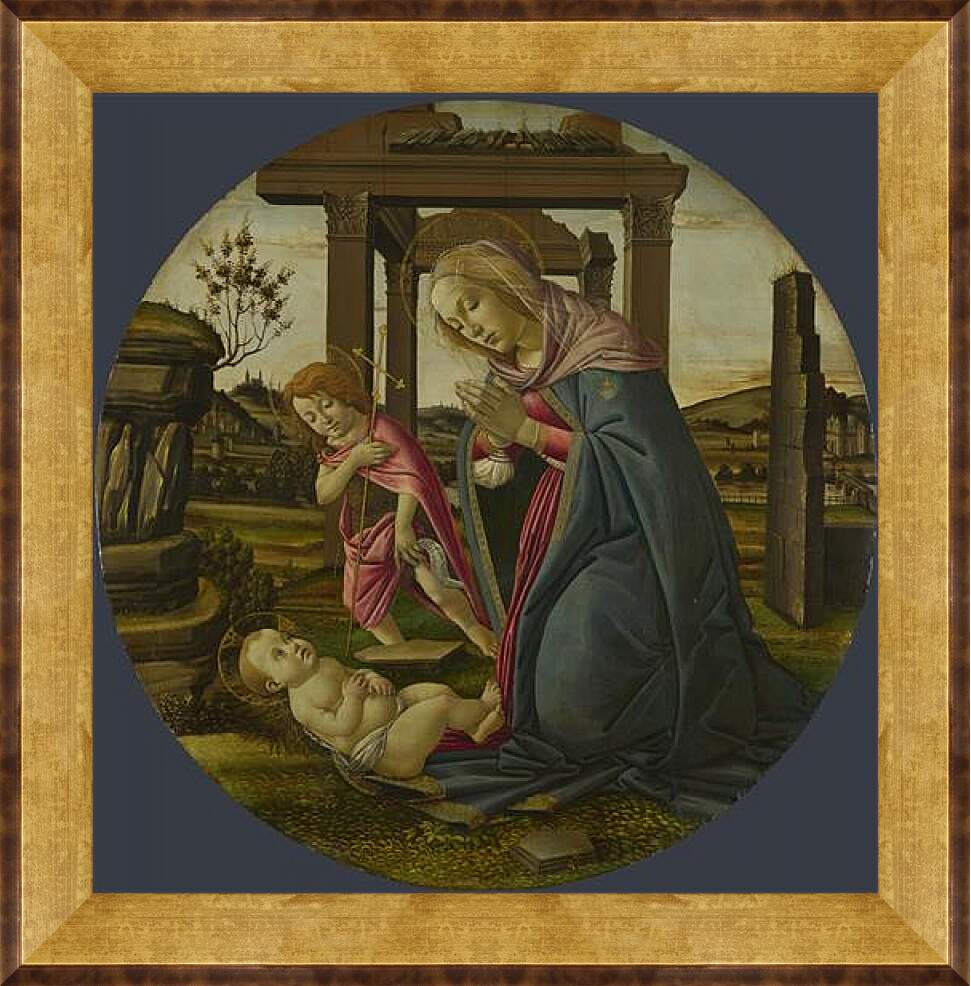 Картина в раме - The Virgin and Child with Saint John the Baptist. Сандро Боттичелли