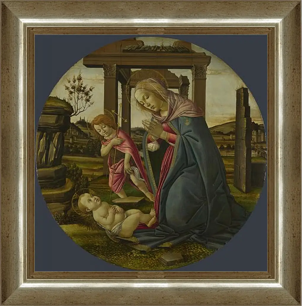 Картина в раме - The Virgin and Child with Saint John the Baptist. Сандро Боттичелли