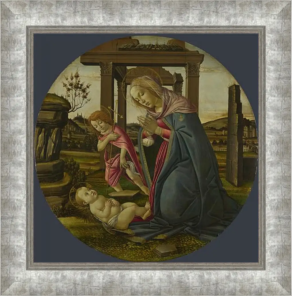 Картина в раме - The Virgin and Child with Saint John the Baptist. Сандро Боттичелли