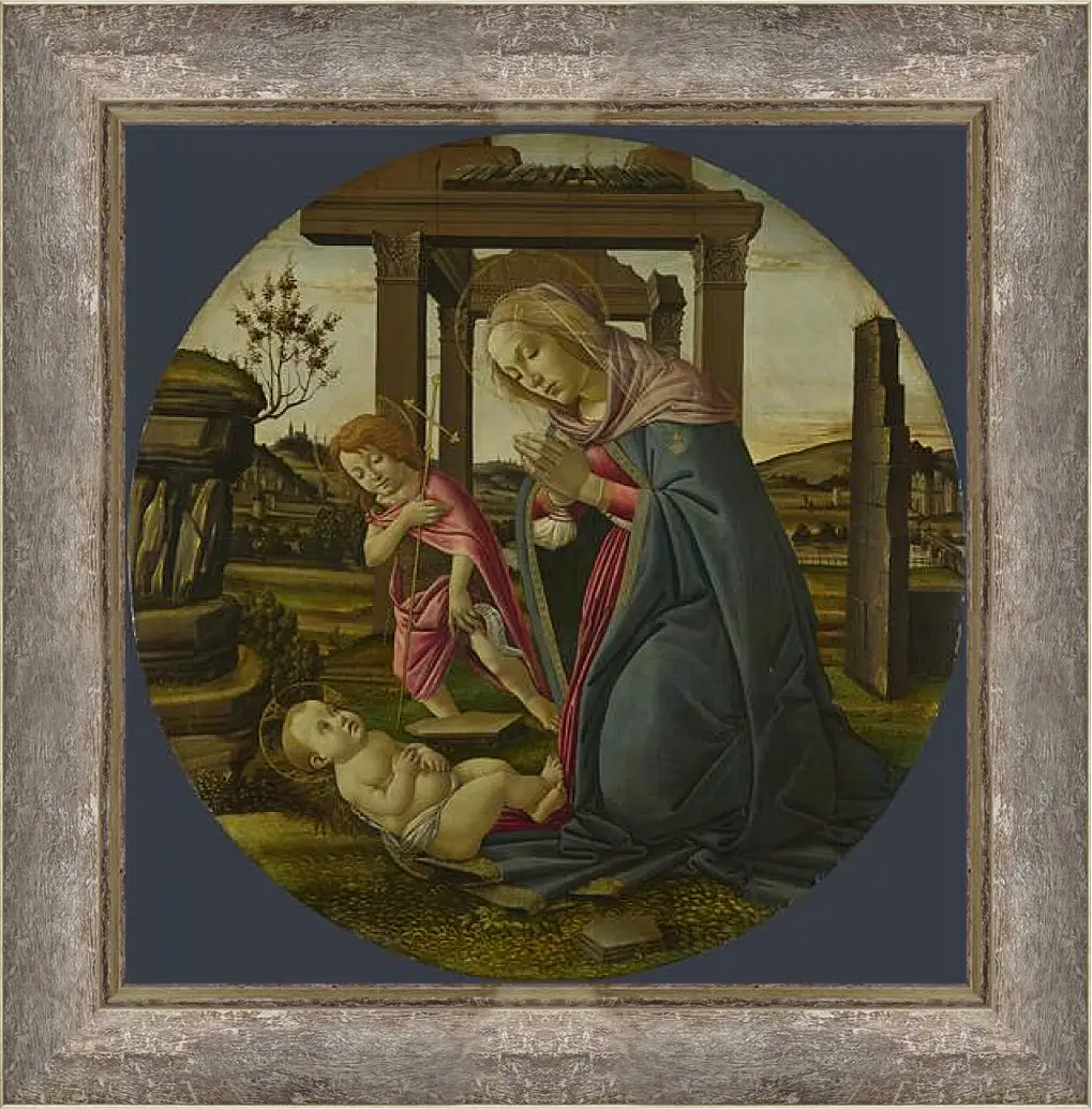 Картина в раме - The Virgin and Child with Saint John the Baptist. Сандро Боттичелли