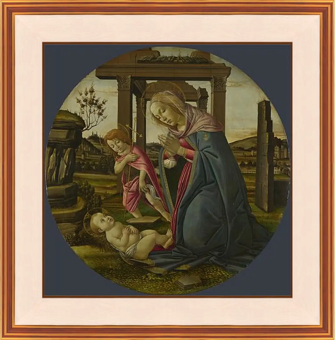 Картина в раме - The Virgin and Child with Saint John the Baptist. Сандро Боттичелли