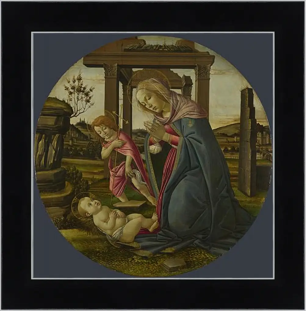 Картина в раме - The Virgin and Child with Saint John the Baptist. Сандро Боттичелли