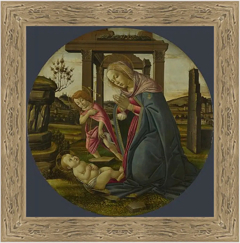 Картина в раме - The Virgin and Child with Saint John the Baptist. Сандро Боттичелли