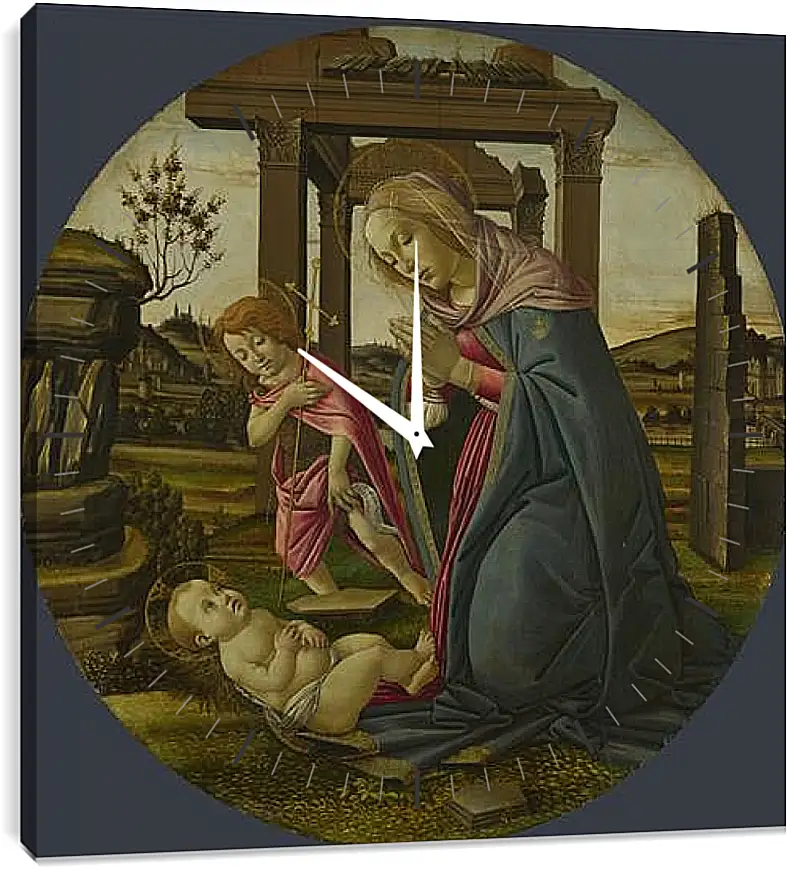 Часы картина - The Virgin and Child with Saint John the Baptist. Сандро Боттичелли