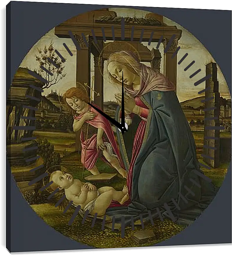 Часы картина - The Virgin and Child with Saint John the Baptist. Сандро Боттичелли