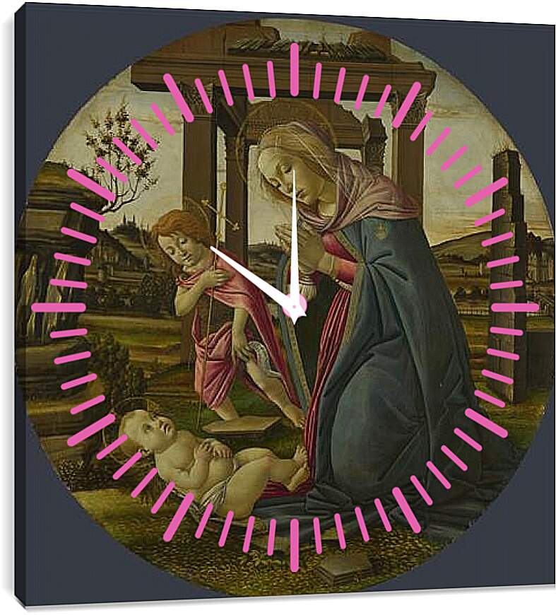 Часы картина - The Virgin and Child with Saint John the Baptist. Сандро Боттичелли