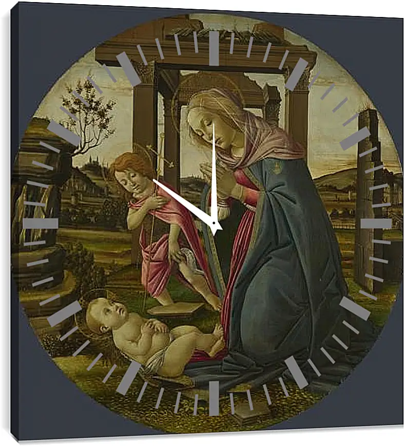 Часы картина - The Virgin and Child with Saint John the Baptist. Сандро Боттичелли