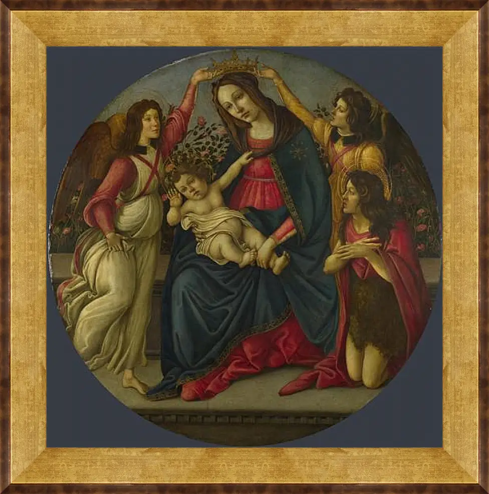 Картина в раме - The Virgin and Child with Saint John and Two Angels. Сандро Боттичелли