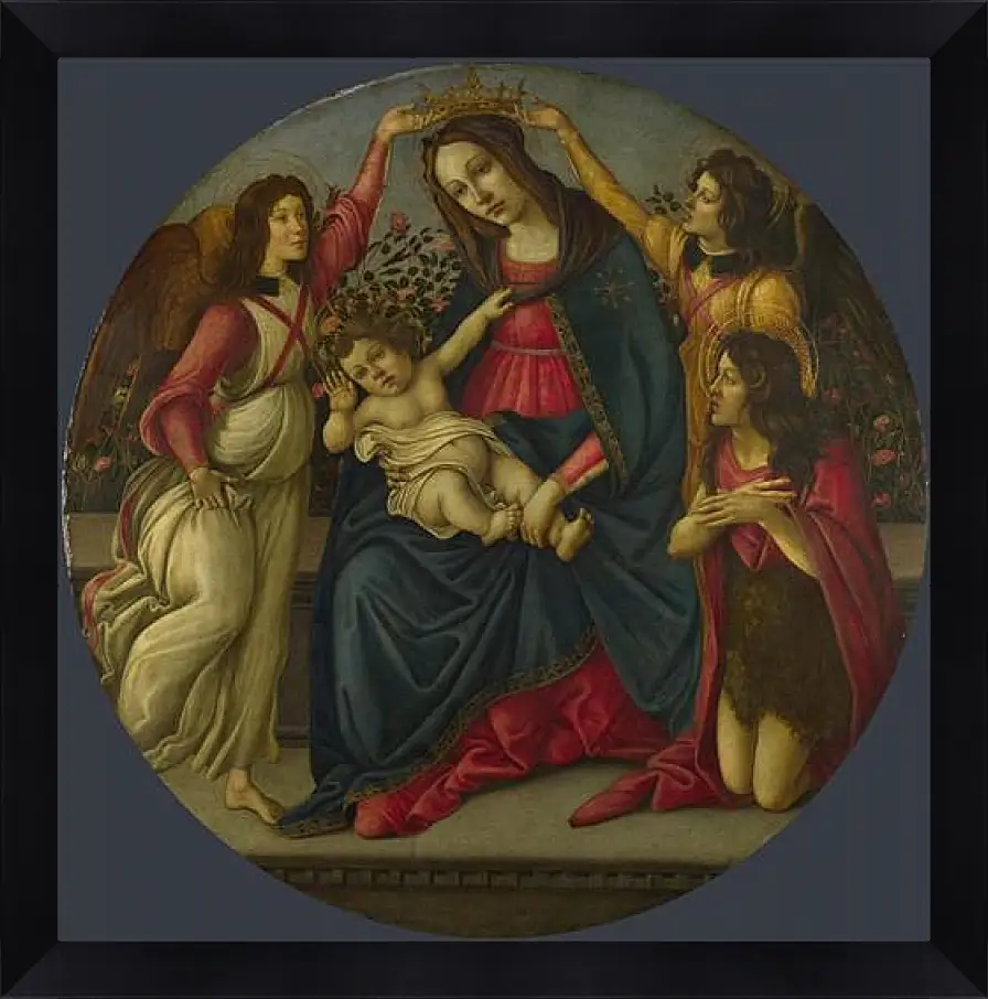 Картина в раме - The Virgin and Child with Saint John and Two Angels. Сандро Боттичелли