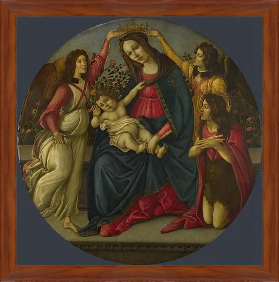 Картина в раме - The Virgin and Child with Saint John and Two Angels. Сандро Боттичелли