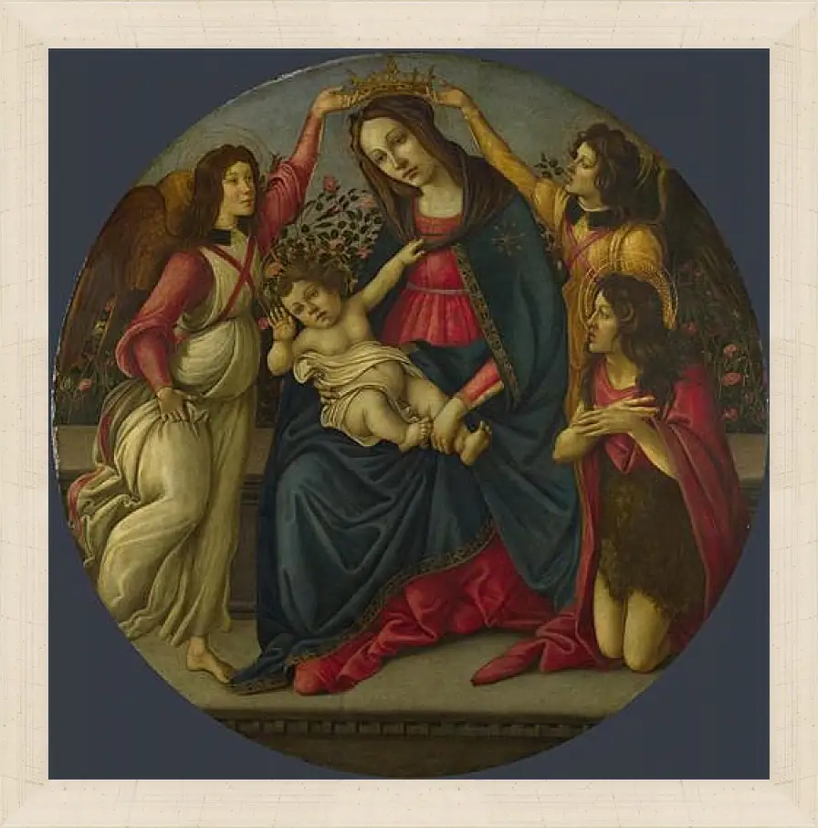 Картина в раме - The Virgin and Child with Saint John and Two Angels. Сандро Боттичелли