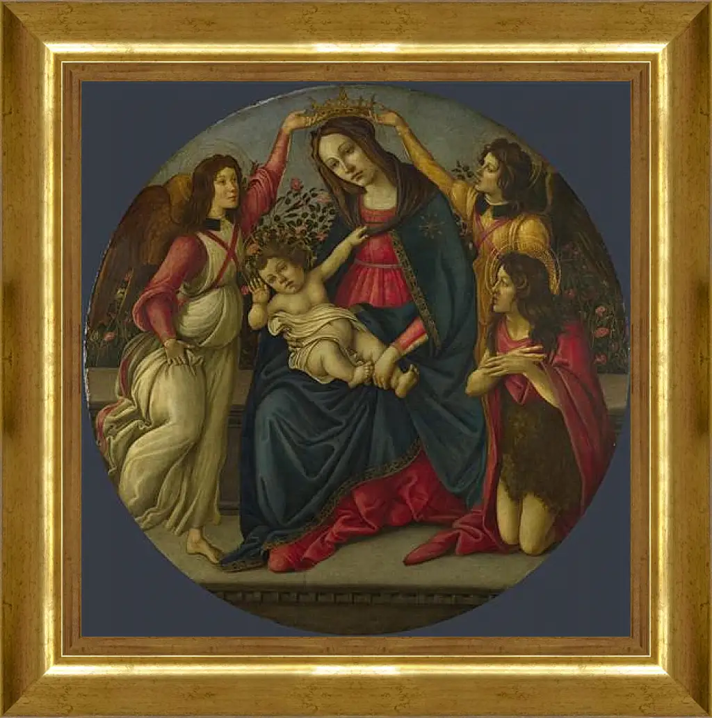 Картина в раме - The Virgin and Child with Saint John and Two Angels. Сандро Боттичелли