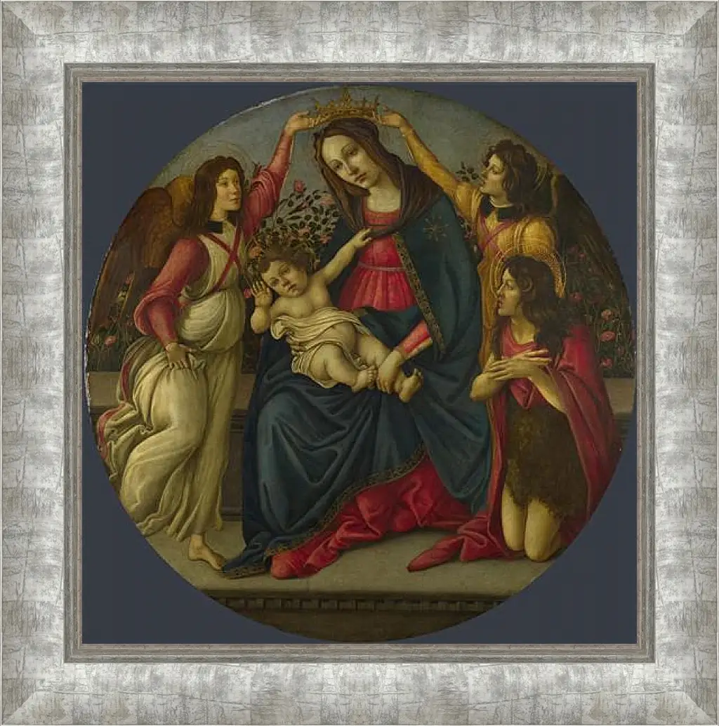 Картина в раме - The Virgin and Child with Saint John and Two Angels. Сандро Боттичелли