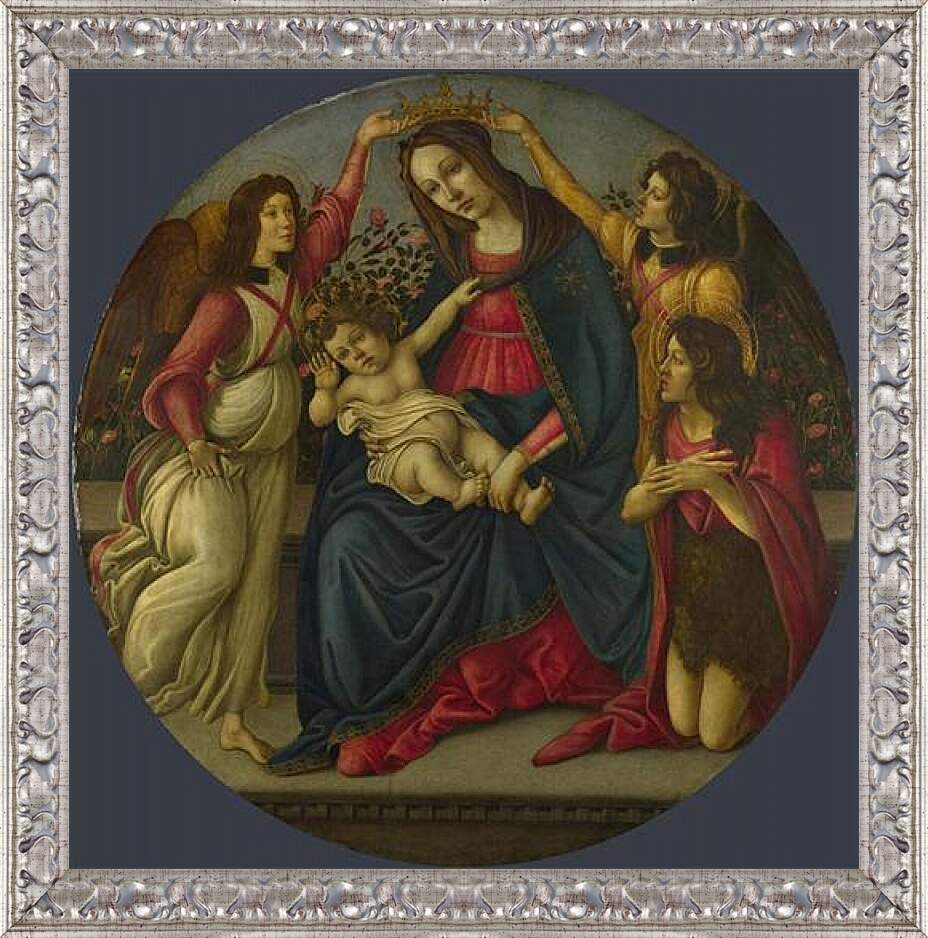 Картина в раме - The Virgin and Child with Saint John and Two Angels. Сандро Боттичелли