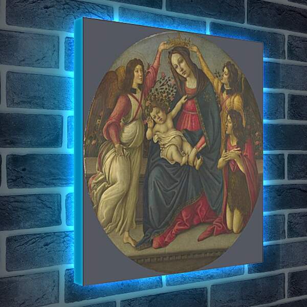 Лайтбокс световая панель - The Virgin and Child with Saint John and Two Angels. Сандро Боттичелли