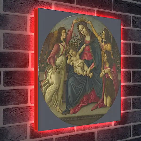 Лайтбокс световая панель - The Virgin and Child with Saint John and Two Angels. Сандро Боттичелли