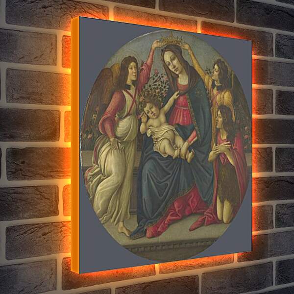Лайтбокс световая панель - The Virgin and Child with Saint John and Two Angels. Сандро Боттичелли