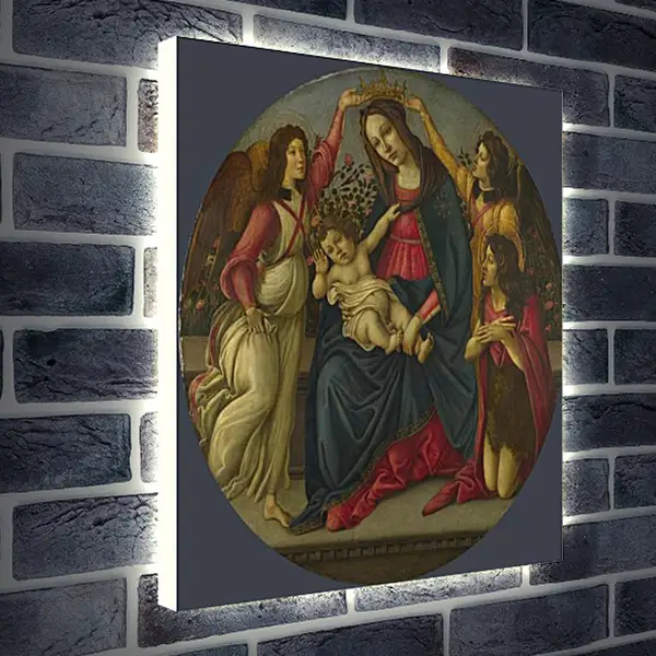 Лайтбокс световая панель - The Virgin and Child with Saint John and Two Angels. Сандро Боттичелли