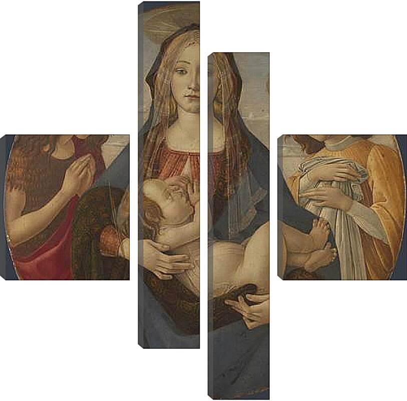 Модульная картина - The Virgin and Child with Saint John and an Angel. Сандро Боттичелли