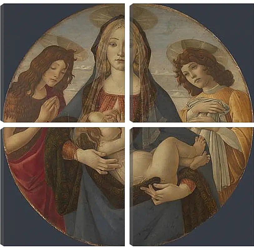 Модульная картина - The Virgin and Child with Saint John and an Angel. Сандро Боттичелли