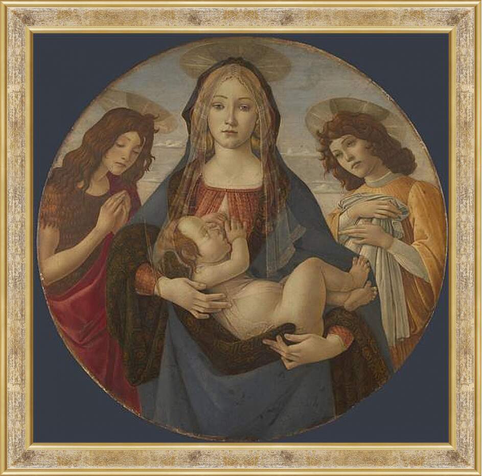 Картина в раме - The Virgin and Child with Saint John and an Angel. Сандро Боттичелли