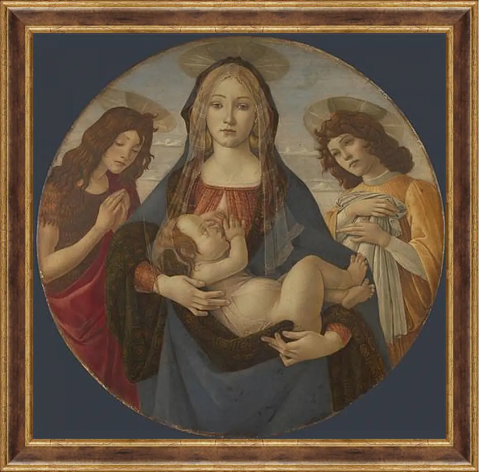 Картина в раме - The Virgin and Child with Saint John and an Angel. Сандро Боттичелли