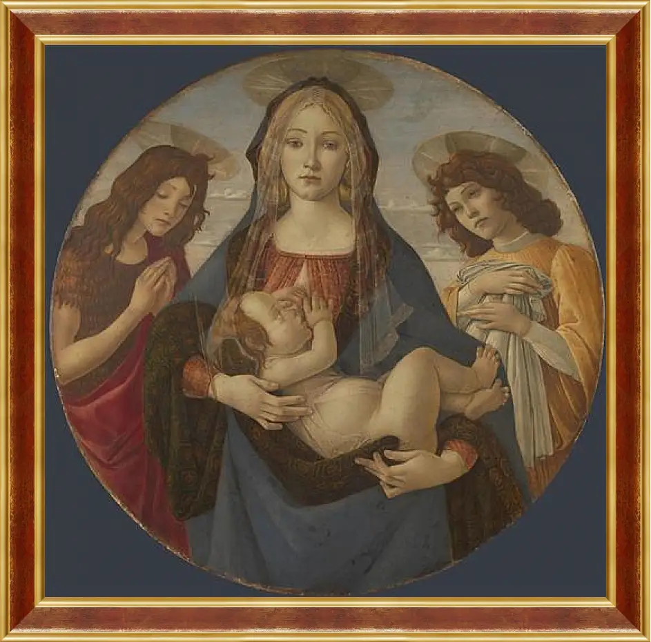 Картина в раме - The Virgin and Child with Saint John and an Angel. Сандро Боттичелли