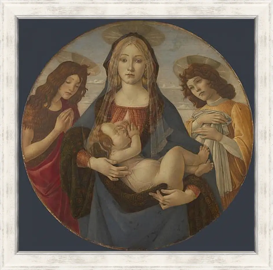 Картина в раме - The Virgin and Child with Saint John and an Angel. Сандро Боттичелли