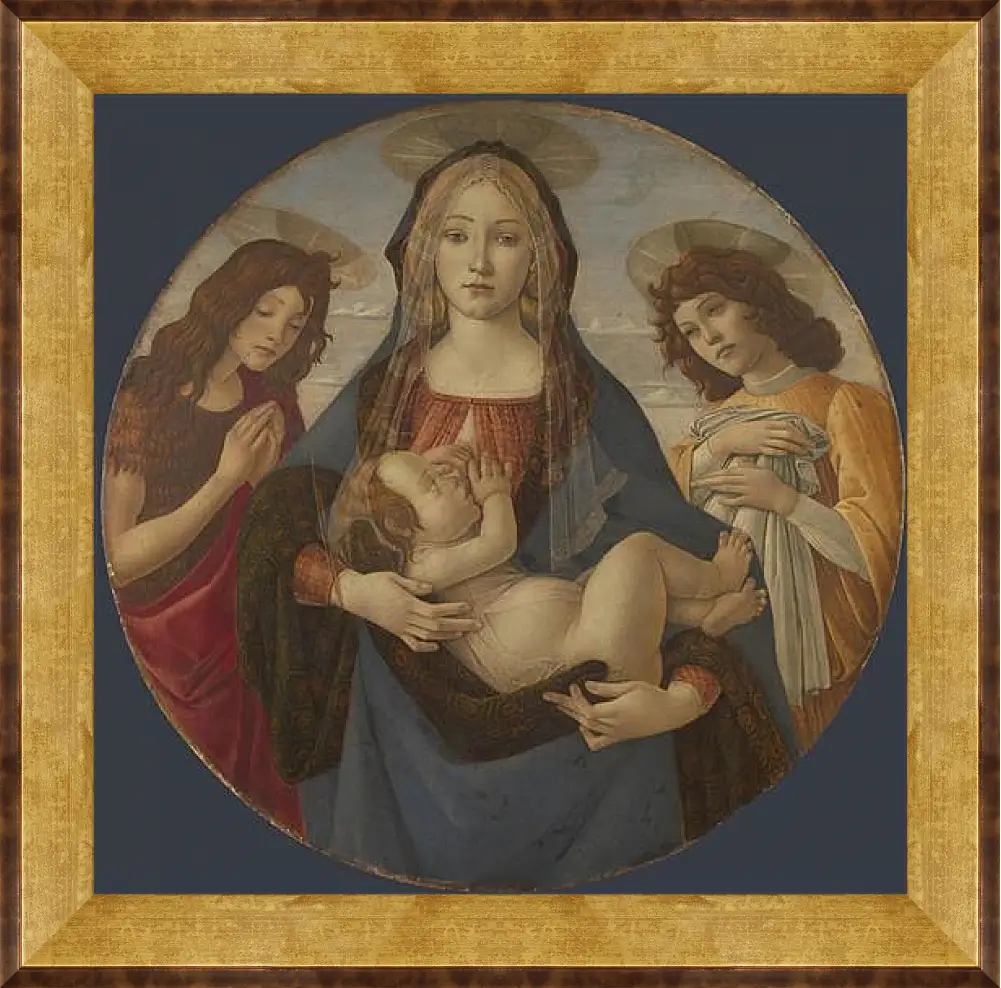 Картина в раме - The Virgin and Child with Saint John and an Angel. Сандро Боттичелли