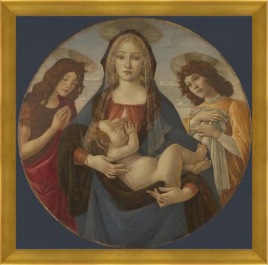 Картина в раме - The Virgin and Child with Saint John and an Angel. Сандро Боттичелли