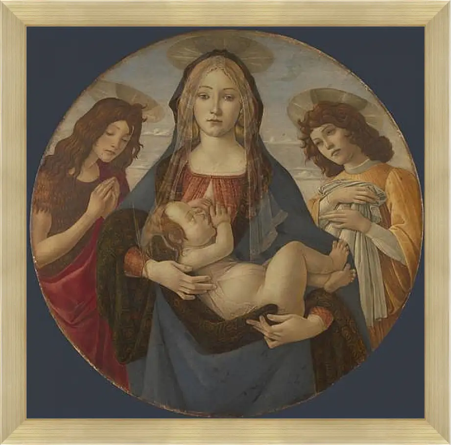 Картина в раме - The Virgin and Child with Saint John and an Angel. Сандро Боттичелли