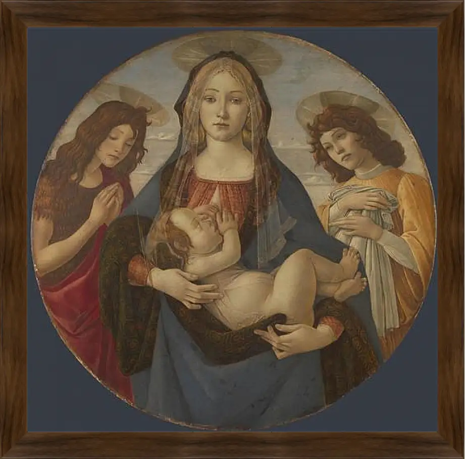 Картина в раме - The Virgin and Child with Saint John and an Angel. Сандро Боттичелли