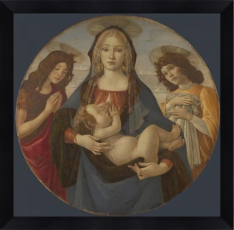 Картина в раме - The Virgin and Child with Saint John and an Angel. Сандро Боттичелли