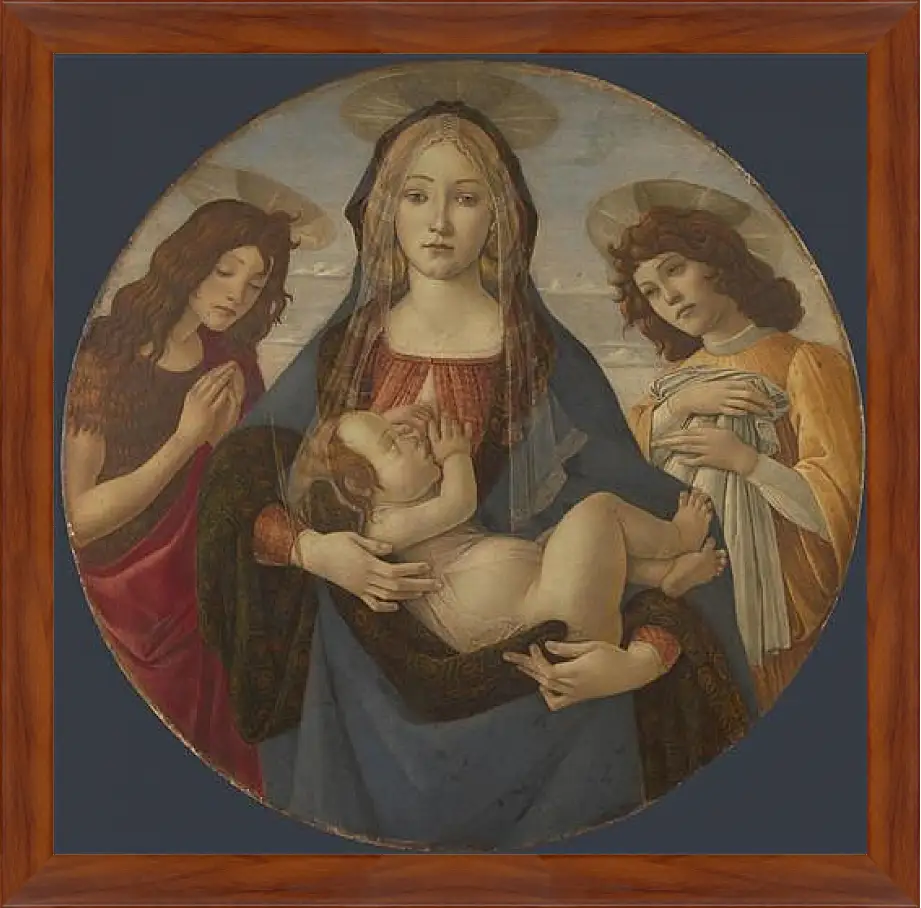 Картина в раме - The Virgin and Child with Saint John and an Angel. Сандро Боттичелли